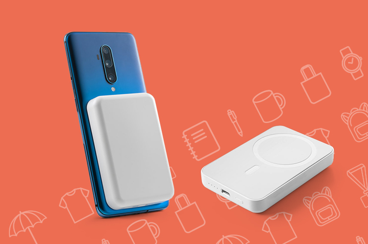 Power bank branca magnética em ABS reciclado
